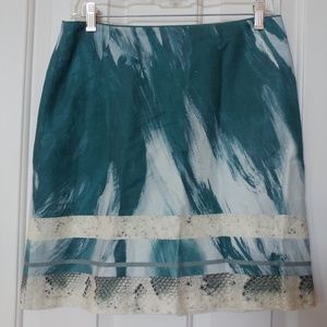 Tahari Printed Linen/Cotton Skirt